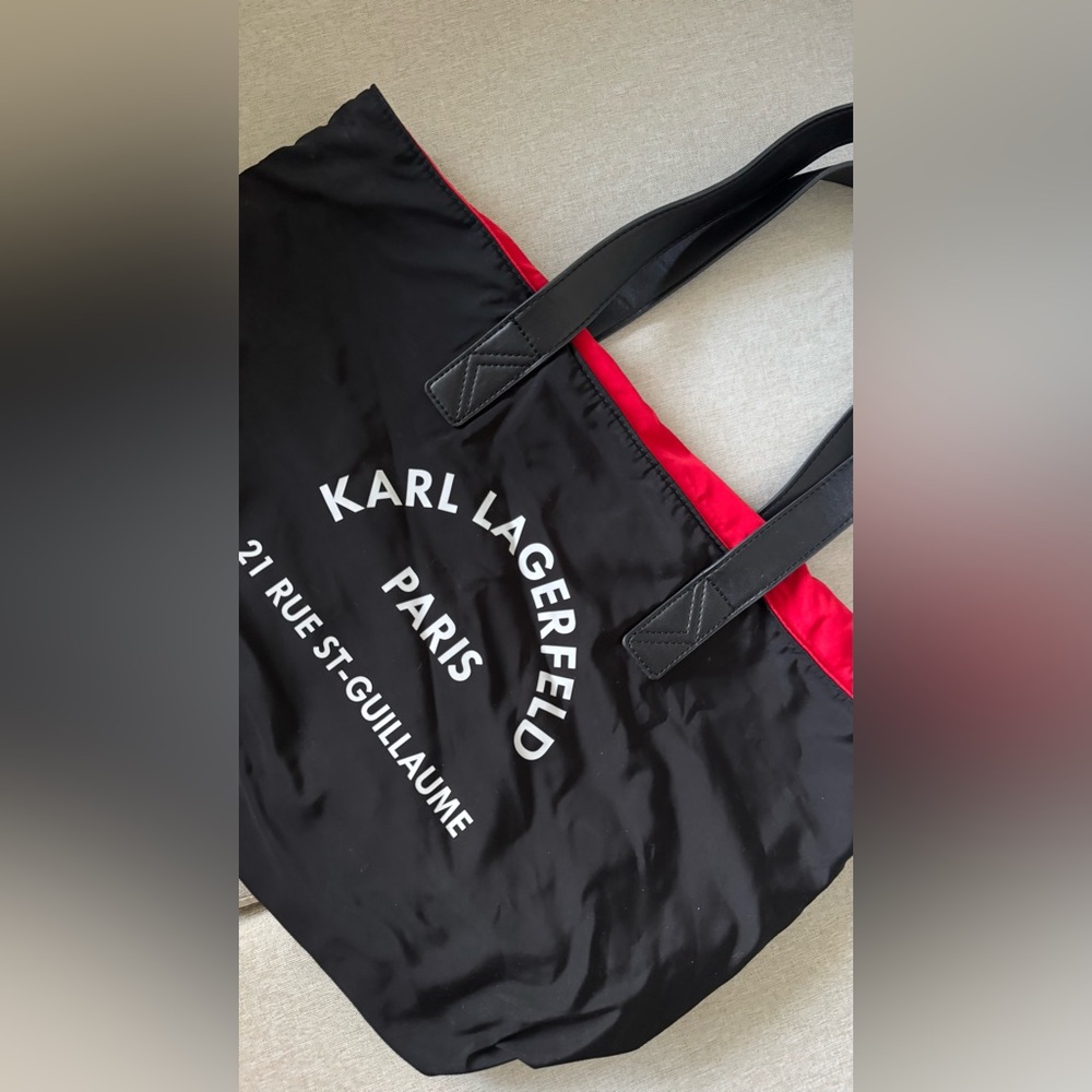 Karl Lagerfeld Black Tote with Red Trim